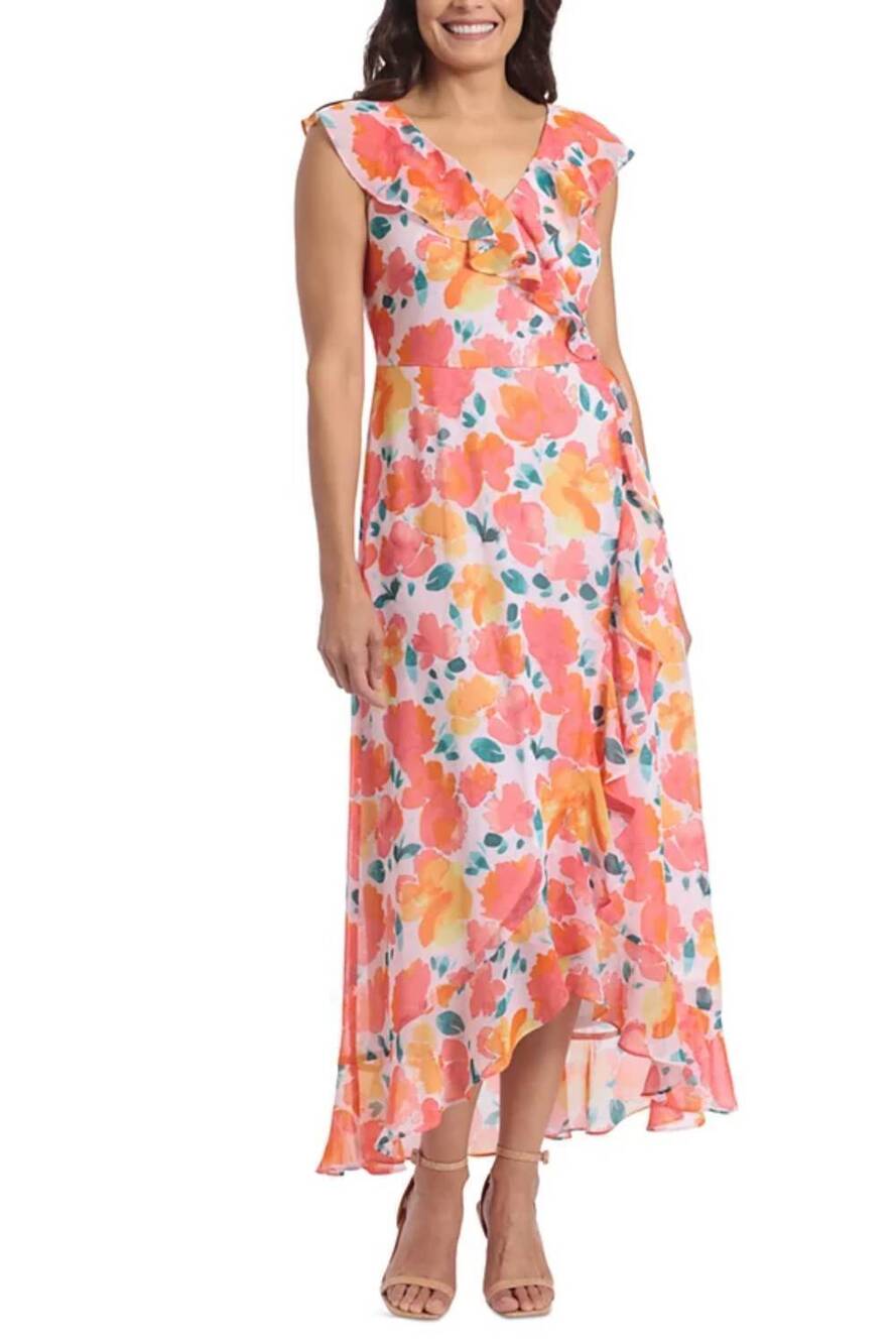 NEW LONDON STYLE floral faux-wrap maxi dress - petite in blush pink